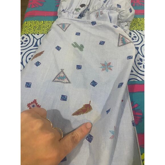 80s Plain Jane by Sweet Baby Jane Western Feather Print Romper Skort Size 13/14 - Picture 12 of 13